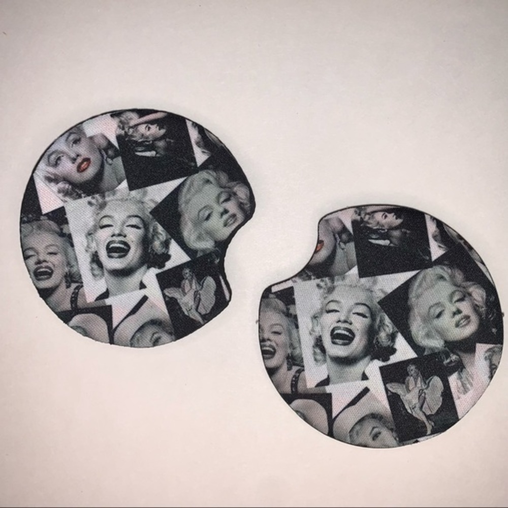 Marilyn Monroe black/white car coasters 2  new